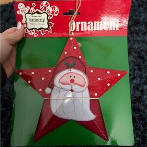 Santa Star Ornament - Red and White